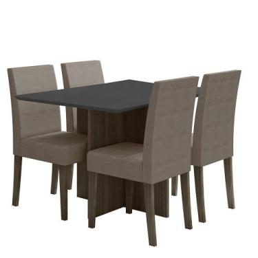 Imagem de Kit Mesa de Jantar Helo Com Vidro 120x90 com 4 Cadeiras Josi - Poliman