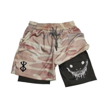 Imagem de Shorts Masculinos 2 Em 1 De Secagem Rápida Anime Berserk Para Corrida,