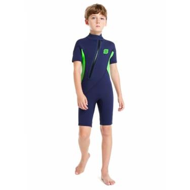 Imagem de Summshall Roupa de mergulho infantil, roupa de mergulho curta para meninas e meninos, maiô de neoprene térmico, proteção solar quente, zíper frontal, ultraelástico, roupa de mergulho para esportes