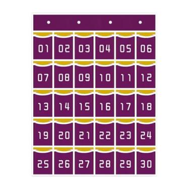 Imagem de SiaBiced Organizador de bolso para sala de aula com bolsos para cartões numerados, ideal para dormitórios e para o desenvolvimento da alfabetização infantil.