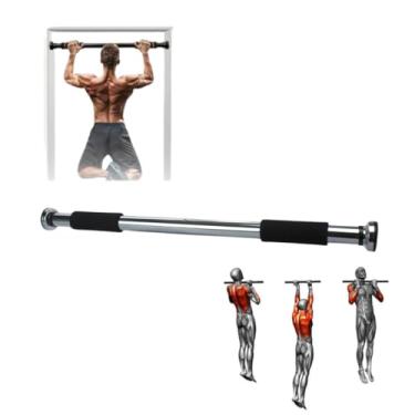 Imagem de Barra de Porta Ajustável Prata para Flexão e Musculação – Fixação Segura na Parede, Ideal para Calistenia e Treino em Casa