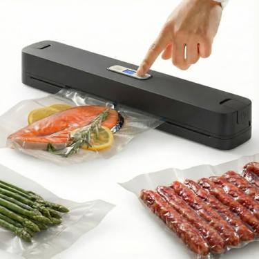 Imagem de ROOM127 Máquina seladora a vácuo preta/branca, seladora a vácuo potente de 60 kPa, modos secos e molhados automáticos com um toque, mantém os alimentos 5 vezes mais frescos, design compacto com 20