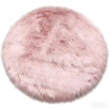 Imagem de Tapete Redondo de Pelo - Decoração Elegante para Casa, Ideal para Salas, Quartos e Cenários de Fotos, Macio e Aconchegante (Rose,M (80cmx80cm))
