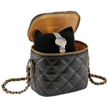 Imagem de Kit Relógio Mondaine Feminino Prata e Dourado com Mini-bag 99817LPMVBE3-Feminino
