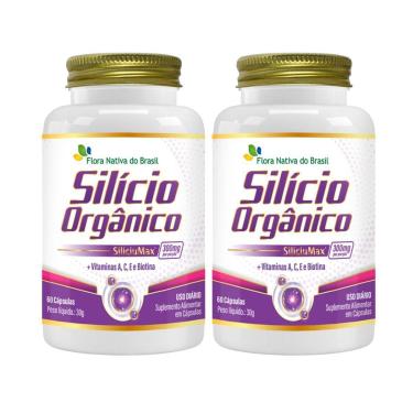 Imagem de Kit 2x Silício Orgânico SiliciuMax® Vitaminas A C E Biotina 60 Capsulas 500mg Flora Nativa-Unissex