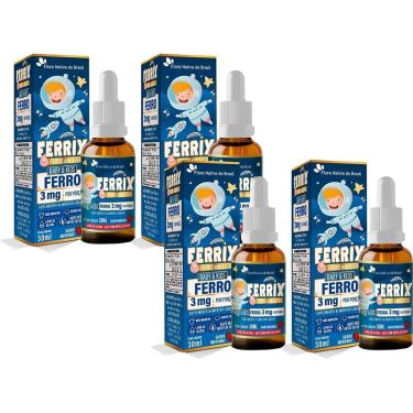 Imagem de Kit Com 4 FERRIX Suplemento de Ferro em Gotas Kids 30ml Flora Nativa-Unissex