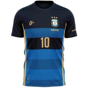 Imagem de Camiseta Filtro UV Argentina Azul Retrô Tri Campeã-Masculino