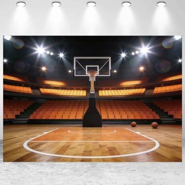 Imagem de Fundo de basquete de 3 x 2,4 m, quadra de basquete, estádio, jogos, clube, fotografia, para homens, meninos, decoração de festa de aniversário, adereços de estúdio fotográfico