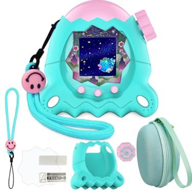 Imagem de JCHPINE Capa rígida e capa de silicone para animal de estimação eletrônico Tamagotchi Paradise, capas protetoras para Tamagotchi Paradise com protetor de tela e cordão (Jade Forest)