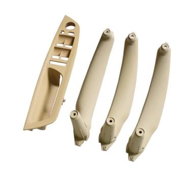 Imagem de Apoio de braço do carro frente esquerda motorista lado lhd interior maçaneta da porta painel interno puxar guarnição capa Compatível com bmw e70 e71 x5 x6 5141696940(Beige A Set)