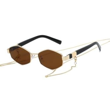Imagem de Óculos de Sol Femininos com Degradê Poligonal, Hastes Personalizadas e Corrente, Proteção UV400 (2)