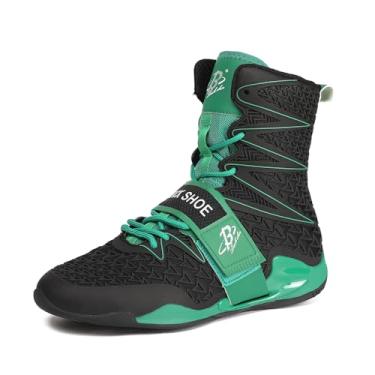 Imagem de B LUCK SHOE Tênis de boxe masculino de cano alto para academia, luta e treinamento esportivo LS308, Verde, 38