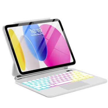 Imagem de TabletKeyer Capa Magic para iPad A16 de 11ª/10ª geração com teclado, teclado retroiluminado arco-íris flutuante com capa magnética cantilever para iPad de 11 polegadas 2025/10 geração 11 polegadas