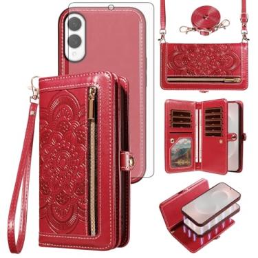 Imagem de Asuwish Capa de celular para Samsung Galaxy S25 Edge com zíper carteira destacável com protetor de tela de vidro temperado alça de pulso mandala flor porta-cartão de crédito S25Edge 25S S 25 25Edge