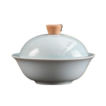 Imagem de Cinzeiro moderno redondo com tampa material cerâmico para sala de estar escritório mesa cinzeiro cor sólida decoração de casa (multicolorido)