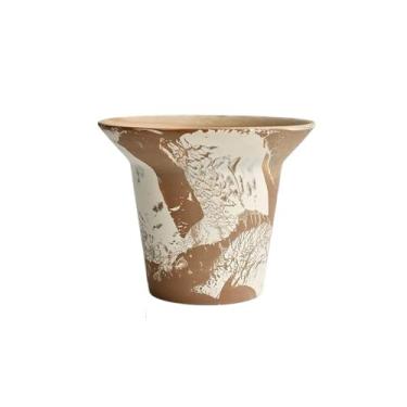 Imagem de Vaso de plantas de 15 x 12 cm, vasos de flores ao ar livre, ambientes internos, vasos com orifícios de drenagem internos e externos (marrom)