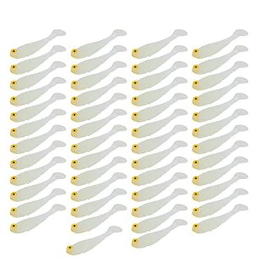 Imagem de Iscas de pesca artificiais 50 peças iscas de silicone macio realistas olhos 3D paddle cauda swimbait para água doce conjunto de iscas de pesca de água salgada iscas coloridas em (Cor Luminosa)