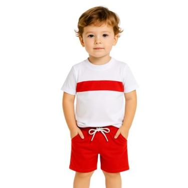 Imagem de Conjunto Infantil Verão Camiseta e Bermuda  Malha Premium 40.1  Menino