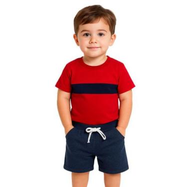 Imagem de Conjunto Infantil Verão Camiseta e Bermuda  Malha Premium 40.1  Menino