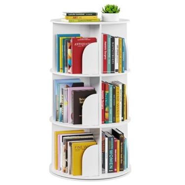 Imagem de Kryonix 3 torres giratórias, prateleira giratória de 360 livros, carrossel redondo, organizador de canto espiral giratório vertical