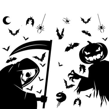 Imagem de 4PCS Adesivo de Janela Halloween Vidro Assustador e Sinistro Lados para Decoração Presente