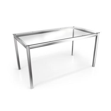 Imagem de Mesa Reno Kappesberg Cromada com Tampo De Vidro Incolor 150cm