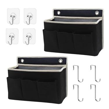Imagem de Someteth Pacote com 2 bolsas organizadoras para pendurar na parede/cestos pendurados com compartimento grande de malha e 3 bolsos, organizador para guardar espaço para quarto, trailer e armário (preto