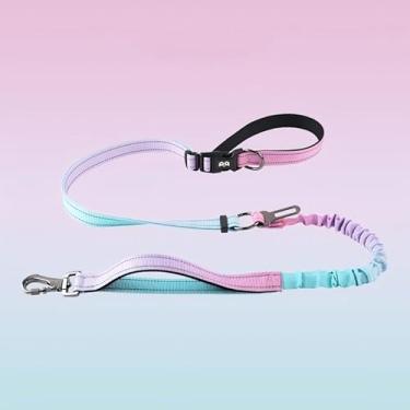 Imagem de Coleira de cachorro mãos livres para cães médios e grandes, resistente, sem puxão, para corrida, para treinamento de caminhada, com cinto de segurança de carro, 10 a 1,8 m (pó azul)