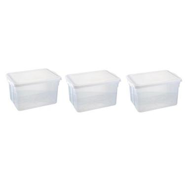 Imagem de 3 Caixas Organizadoras Transparente Com Tampa 47 Litros - Pleion