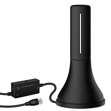 Imagem de Mexonga Antena HDTV – Antena digital interna portátil, 80 km de longo alcance com amplificador de sinal para canais de TV locais 4K HD VHF UHF com cabo coaxial de 4 m, compatível com todas as