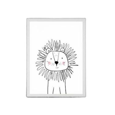 Imagem de Quadro Infantil Leãozinho 45x34cm - Vidro e Moldura Branca