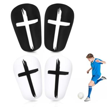 Imagem de 2 pares de mini caneleiras de futebol, 8 x 4 cm, preto e branco, caneleiras extra mini caneleiras, equipamento de proteção para adolescentes, adultos, meninos e meninas