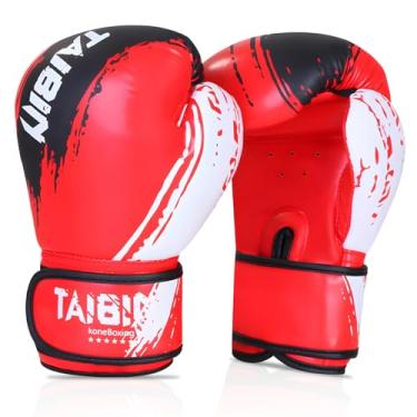 Imagem de Luvas de boxe masculinas, luvas de boxe de 290 ml, luvas de treinamento de poliuretano juvenil, para saco de pancadas, kickboxing, muay thai, karatê, MMA, vermelho
