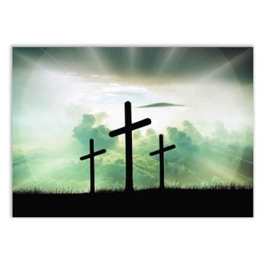 Imagem de Placa Decorativa Religioso Cruzes Jesus Cristo Decoração Poster Quarto Sala
