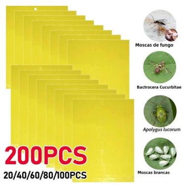 Imagem de Armadilhas Adesivas Amarelas Para Moscas 20-200 UNIDADES - Placa Adesi