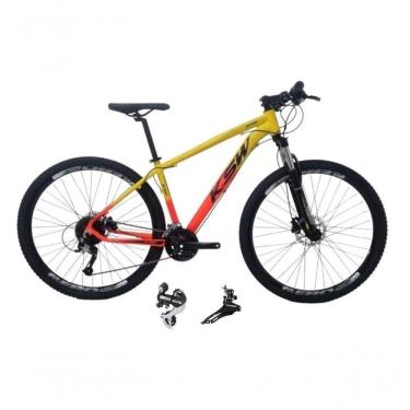 Imagem de Bicicleta Aro 29 Ksw Xlt 24v Câmbio Shimano Acera K7 Garfo Trava Freio A Disco - Amarelo/laranja Tam.21