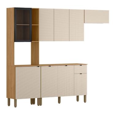 Imagem de Cozinha Compacta Com Balcão 251cm Laura Plus Soft/freijó Z06 - Mpozenato