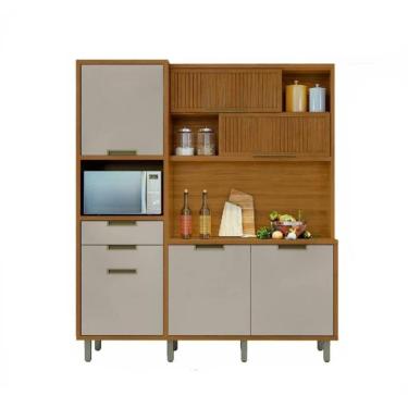 Imagem de Cozinha Compacta 6 Portas 2 Gavetas Loft Imperatriz Freijó E Off White