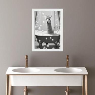 Imagem de Quadro Banheiro Coleção Animais - Lhama 24X18Cm - Com Vidro