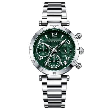 Imagem de Relógio De Quartzo Feminino Minimalista Com Strass Movimento De Quartzo Verde