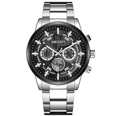 Imagem de Relógio De Pulso Masculino Com Pulseira De Aço Inoxidáve Com Data Automática Impermeavel 3atm Prata