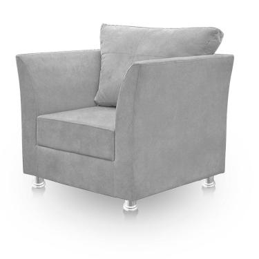Imagem de Poltrona Decorativa Para Sala E Quarto Lisboa Suede Cinza Claro