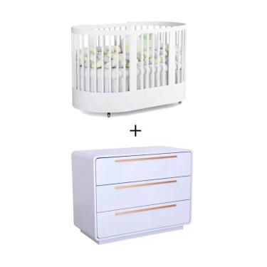 Imagem de Quarto Bebê Completo Com Berço E Cômoda Coleção Wave Divicar Branco