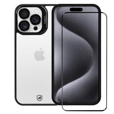 Imagem de Kit Capa Gravity Preta E Pelicula Ultra Glass Para Iphone 15 Pro - Gshield