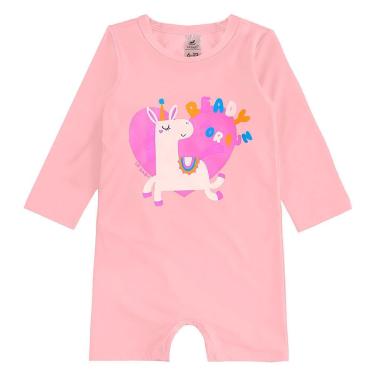 Imagem de Macaquinho Praia Bebê e Infantil Proteção UV Unicórnio Rosa Prisma Up Baby-Feminino