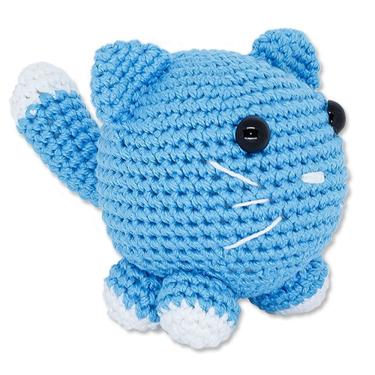 Imagem de Amigurumi Bolinha Gatinho Azul 10cm Altura