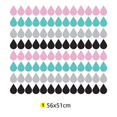 Imagem de Adesivo Parede Gotas coloridas 56x51 quarto infantil sala
