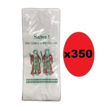 Imagem de Kit 350 Sacolas De Papel Branca 9X27Cm São Cosme E Damião - Lynx Produ