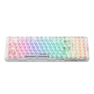 Imagem de Teclado Sem Fio Mecânico Gamer Machenike k500f-B94 CRYSTAL Pro, Tri-Mode, Bluetooth, Switch Purple,-Unissex