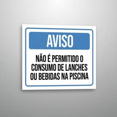 Imagem de Placa Acm Aviso Não Permitido Consumo Lanches Piscina 18X23 - Sinalizo